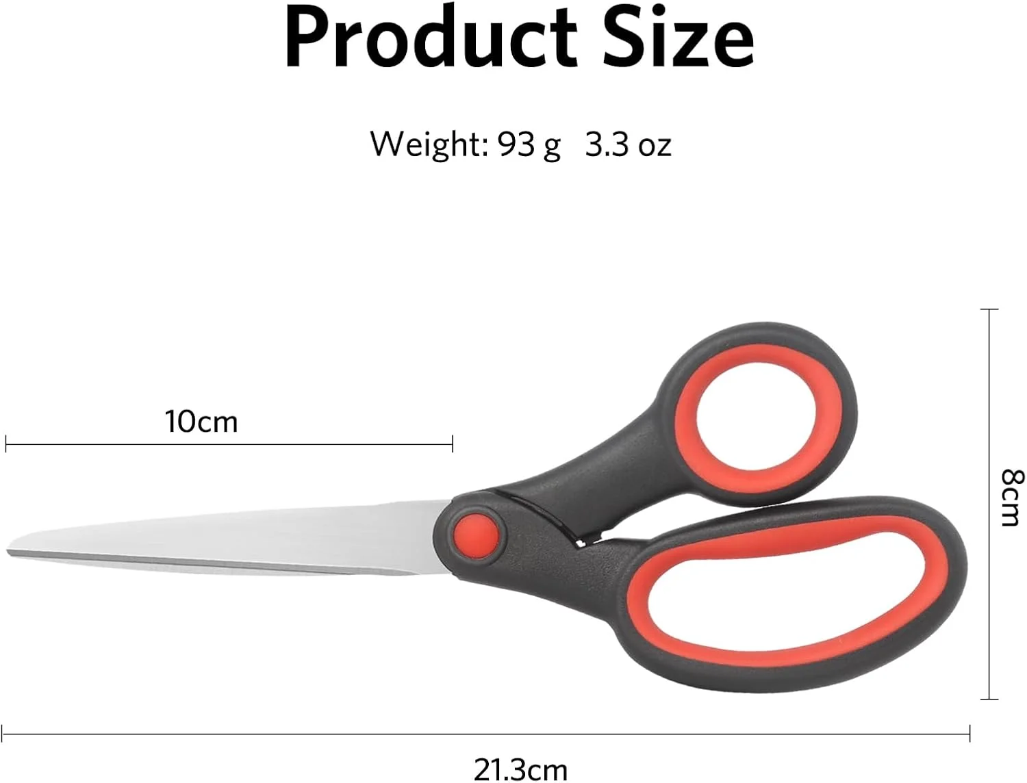 قیچی چپ دست Vutyvve، قیچی 8 اینچی چپ دست با دسته نرم برای خانه، مدرسه، اداره، خیاطی پارچه، قرمز/آبی، بسته 2 عددی