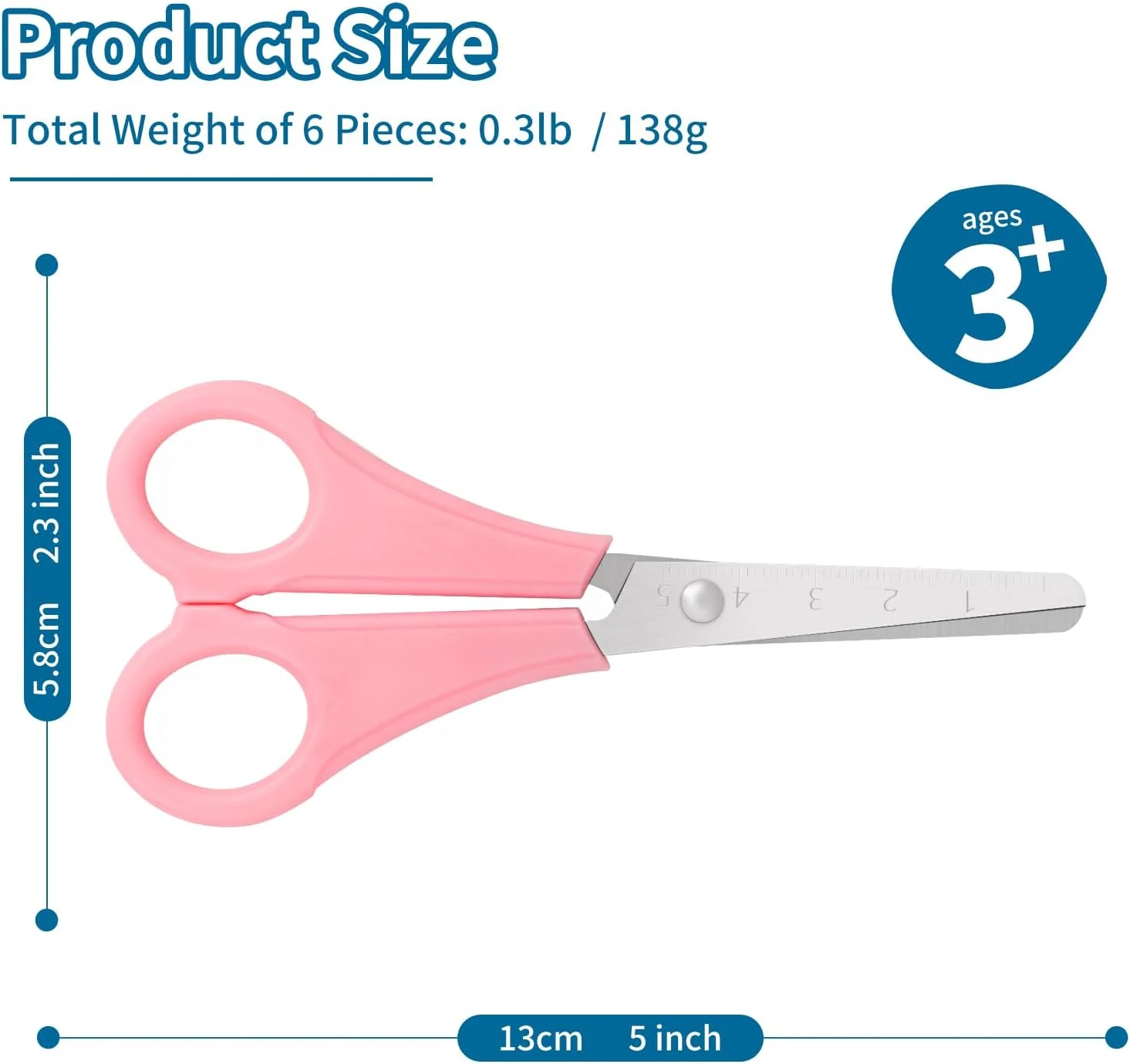 قیچی کودک Vutyvve، قیچی ایمنی نوک گرد برای کودکان، تیغه های استیل ضد زنگ با مقیاس سانتی متر، برش دقیق تر، مجموعه 6 عددی قیچی کودک Vutyvve، قیچی ایمنی نوک گرد برای کودکان، تیغه های استیل ضد زنگ با مقیاس سانتی متر، برش دقیق تر، مجموعه 6 عددی