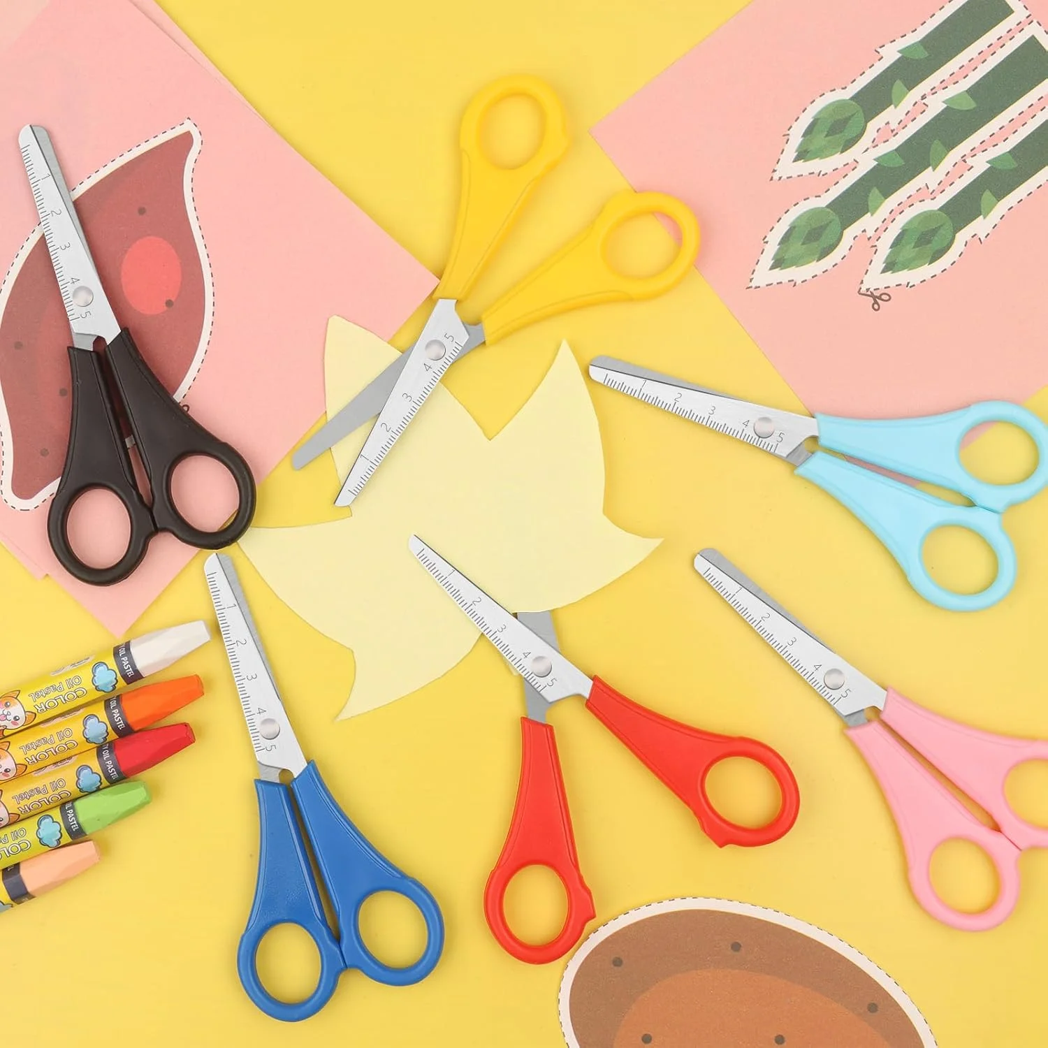 قیچی کودک Vutyvve، قیچی ایمنی نوک گرد برای کودکان، تیغه های استیل ضد زنگ با مقیاس سانتی متر، برش دقیق تر، مجموعه 6 عددی قیچی کودک Vutyvve، قیچی ایمنی نوک گرد برای کودکان، تیغه های استیل ضد زنگ با مقیاس سانتی متر، برش دقیق تر، مجموعه 6 عددی