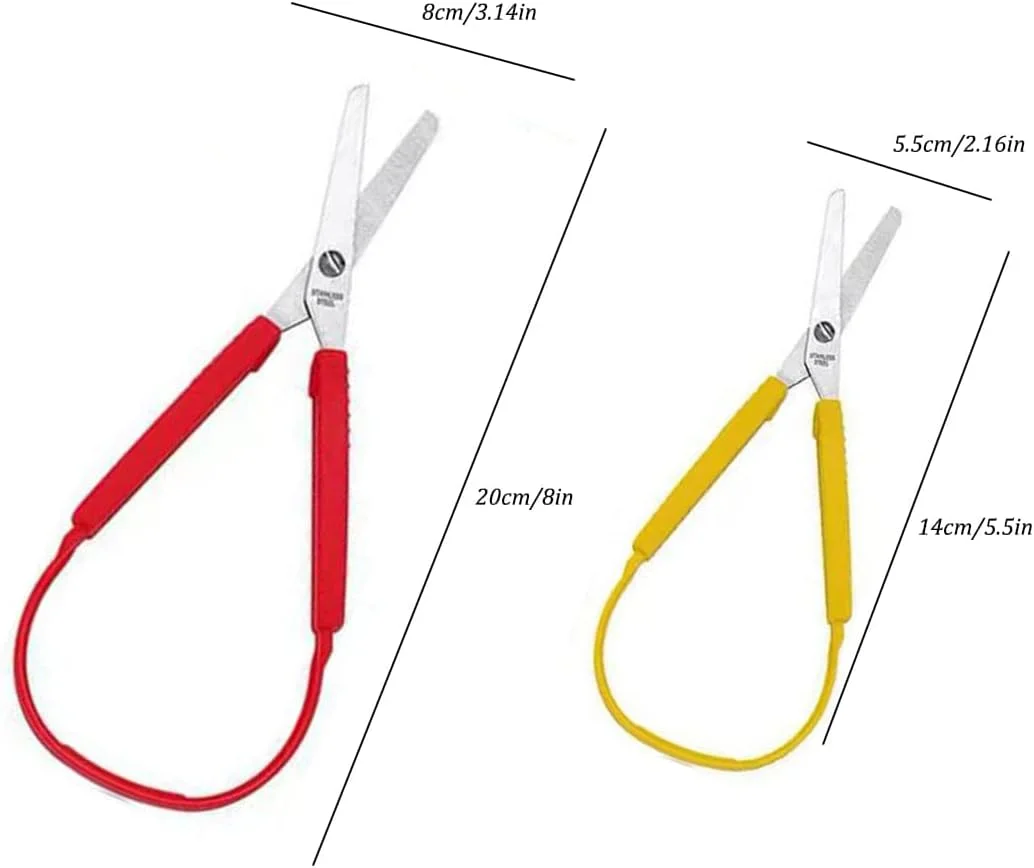 قیچی های حلقه ای Vokowin، 8 عددی، قیچی های حلقه ای کوچک 5.5 اینچی و 8 اینچی خود بازشو با دسته تطبیقی برای باز کردن آسان، مناسب برای کودکان، بزرگسالان، مدارس، آموزش هنر و کاردستی (رنگ تصادفی) (K153-8)