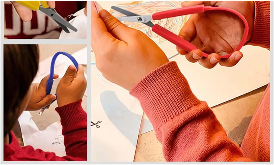 قیچی های حلقه ای Vokowin، 8 عددی، قیچی های حلقه ای کوچک 5.5 اینچی و 8 اینچی خود بازشو با دسته تطبیقی برای باز کردن آسان، مناسب برای کودکان، بزرگسالان، مدارس، آموزش هنر و کاردستی (رنگ تصادفی) (K153-8)