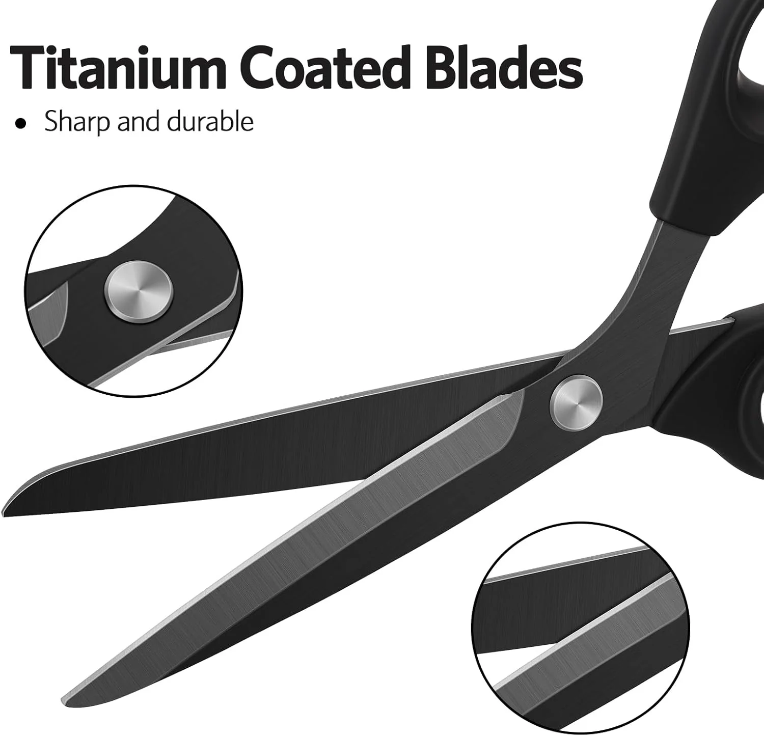 قیچی پارچه و خیاطی Vutyvve برای برش پارچه، لباس، منسوجات، با دسته نرم و راحت، قیچی خیاطی 24.5 سانتی متری، نخ چین، متر خیاطی، مشکی، ست 3 عددی