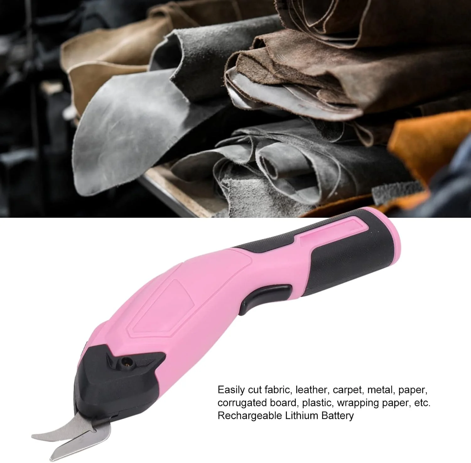 قیچی برقی شارژی بدون سیم Vomeko، برش دهنده پارچه با شارژ USB و دسته ارگونومیک برای چرم، مقوا، پلاستیک (1500mAh، آلیاژ آلومینیوم)