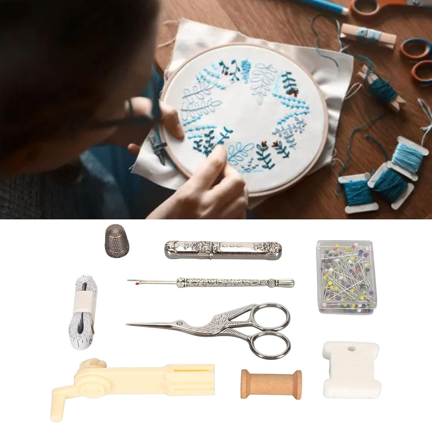 ست قیچی گلدوزی وینتیج Vomeko، ست ابزار خیاطی استیل ضد زنگ برای خیاطی، بافندگی، کوک متقاطع و لحاف دوزی ست قیچی گلدوزی وینتیج Vomeko، ست ابزار خیاطی استیل ضد زنگ برای خیاطی، بافندگی، کوک متقاطع و لحاف دوزی