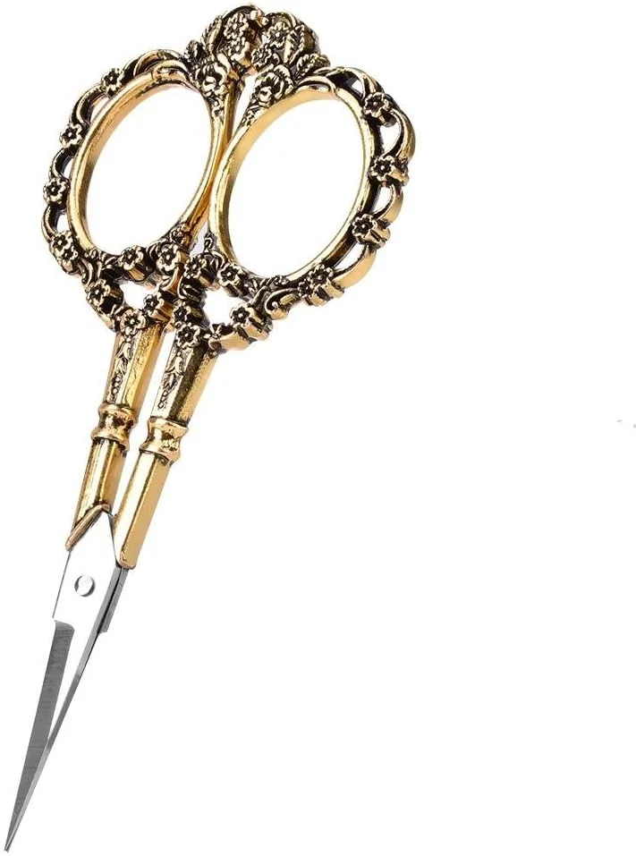 قیچی خیاطی استیل طرح گلدار و دست دوز وینتیج Vulendu (طلایی) قیچی خیاطی استیل طرح گلدار و دست دوز وینتیج Vulendu (طلایی)