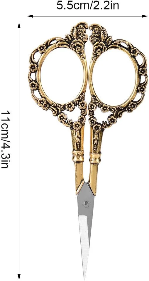 قیچی خیاطی استیل طرح گلدار و دست دوز وینتیج Vulendu (طلایی) قیچی خیاطی استیل طرح گلدار و دست دوز وینتیج Vulendu (طلایی)