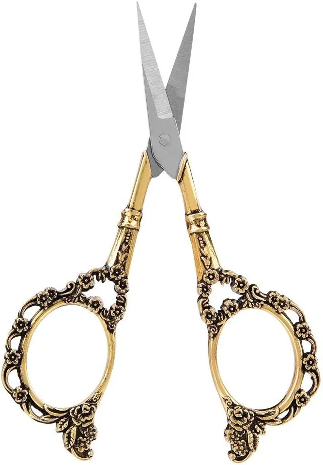 قیچی خیاطی استیل طرح گلدار و دست دوز وینتیج Vulendu (طلایی) قیچی خیاطی استیل طرح گلدار و دست دوز وینتیج Vulendu (طلایی)