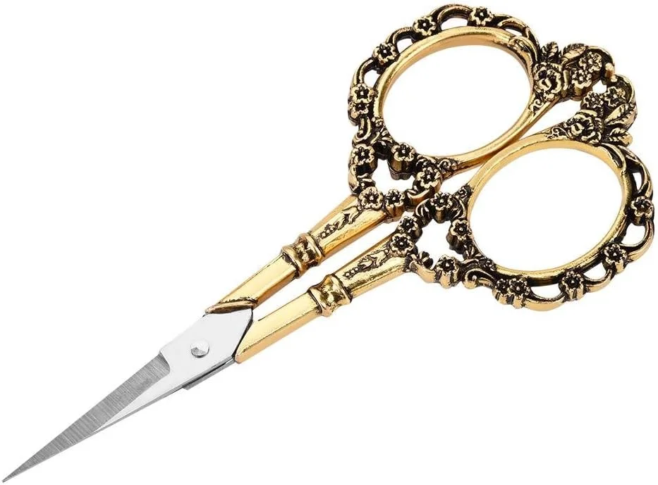 قیچی خیاطی استیل طرح گلدار و دست دوز وینتیج Vulendu (طلایی) قیچی خیاطی استیل طرح گلدار و دست دوز وینتیج Vulendu (طلایی)