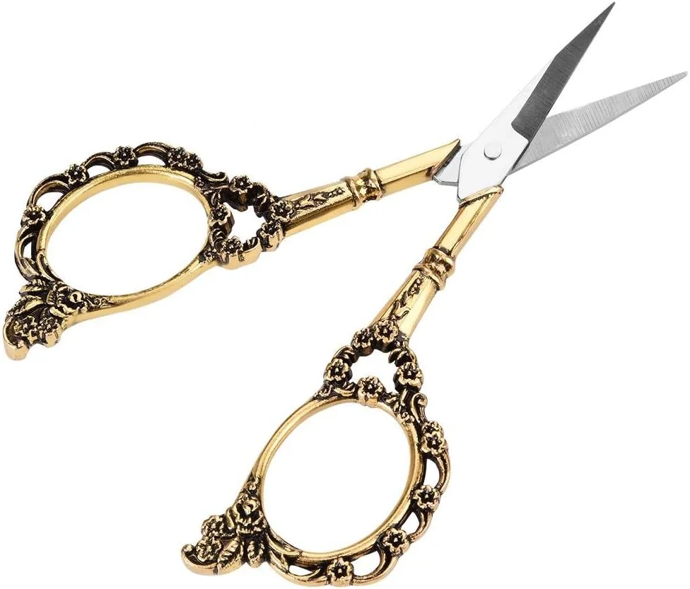 قیچی خیاطی استیل طرح گلدار و دست دوز وینتیج Vulendu (طلایی) قیچی خیاطی استیل طرح گلدار و دست دوز وینتیج Vulendu (طلایی)