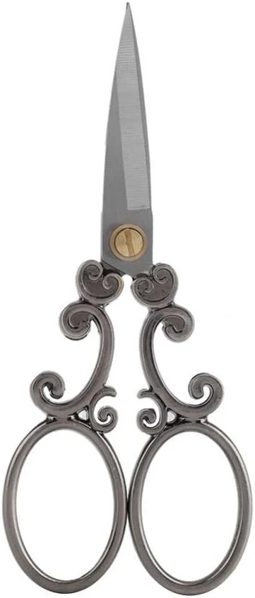 قیچی خیاطی استیل ضد زنگ عتیقه مینیاتوری طرح کلاسیک، ابزار برش و گلدوزی و صنایع دستی DIY (برش کلاسیک خاکستری نقره ای)