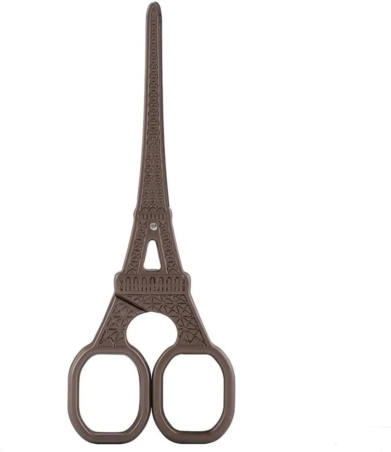 قیچی خیاطی استیل ضد زنگ طرح کلاسیک ابزار برش و صنایع دستی DIY (قیچی برج ایفل قهوه ای)