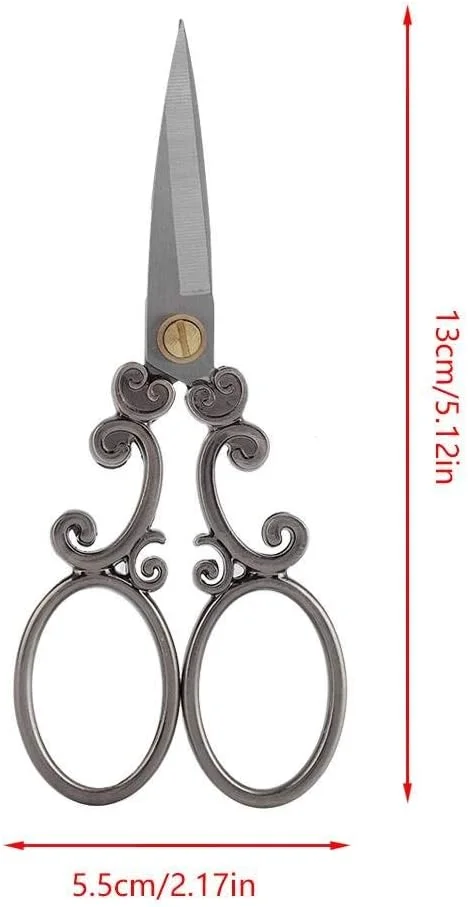 قیچی خیاطی استیل ضد زنگ عتیقه مینیاتوری طرح کلاسیک، ابزار برش و گلدوزی و صنایع دستی DIY (برش کلاسیک خاکستری نقره ای) قیچی خیاطی استیل ضد زنگ عتیقه مینیاتوری طرح کلاسیک، ابزار برش و گلدوزی و صنایع دستی DIY (برش کلاسیک خاکستری نقره ای)