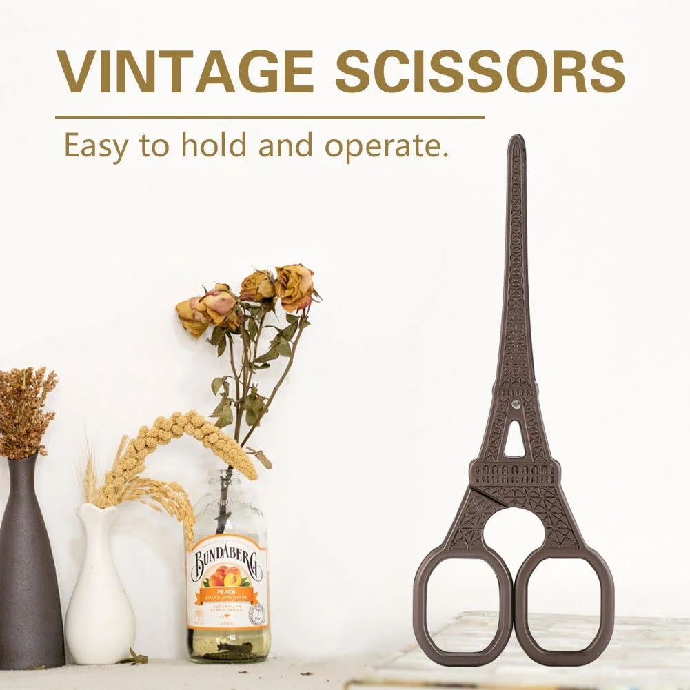 قیچی خیاطی استیل ضد زنگ طرح کلاسیک ابزار برش و صنایع دستی DIY (قیچی برج ایفل قهوه ای) قیچی خیاطی استیل ضد زنگ طرح کلاسیک ابزار برش و صنایع دستی DIY (قیچی برج ایفل قهوه ای)