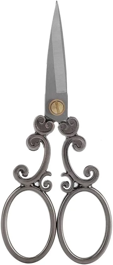 قیچی خیاطی مینیاتوری استیل ضد زنگ طرح کلاسیک، ابزار برش مینیاتوری و قدیمی اروپایی (برش کلاسیک خاکستری نقره ای)