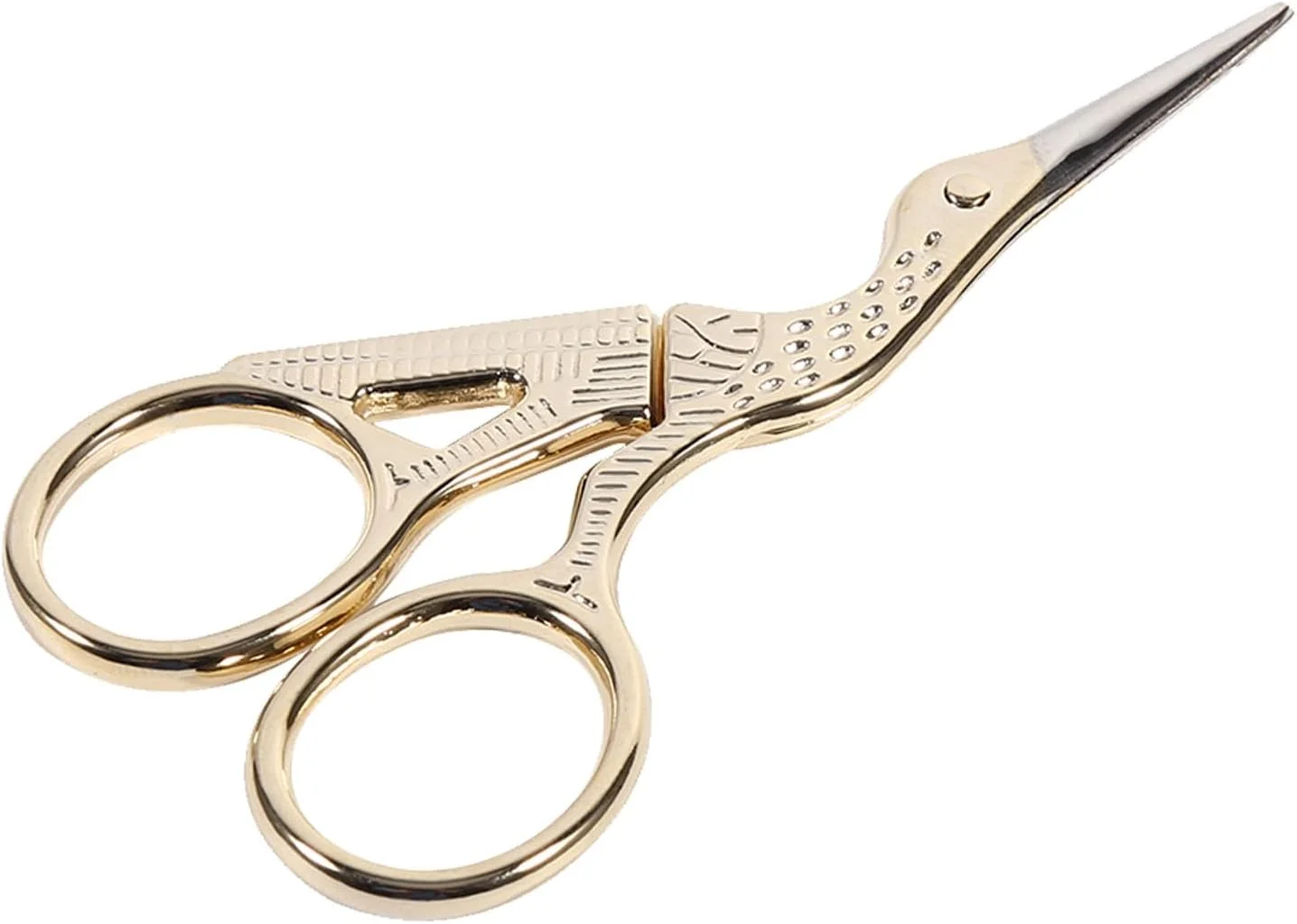 قیچی خیاطی و گلدوزی استیل ضد زنگ طرح درنا، مناسب برای کارهای دستی و کوک صلیبی، با دو رنگ مختلف (طلایی)