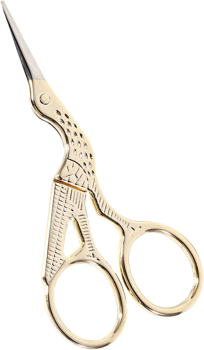 قیچی خیاطی و گلدوزی استیل ضد زنگ طرح درنا (طلایی)