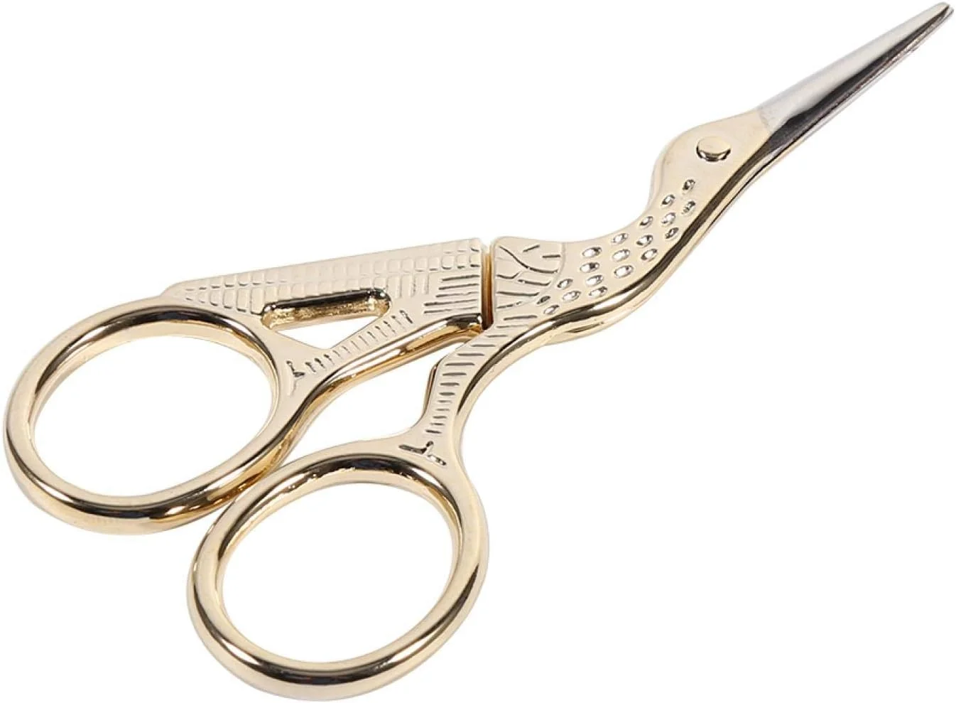 قیچی گلدوزی استیل ضد زنگ طرح درنا، ابزار خیاطی و قیچی بخیه صلیبی (طلایی)، یک عدد قیچی گلدوزی استیل ضد زنگ طرح درنا، ابزار خیاطی و قیچی بخیه صلیبی (طلایی)، یک عدد