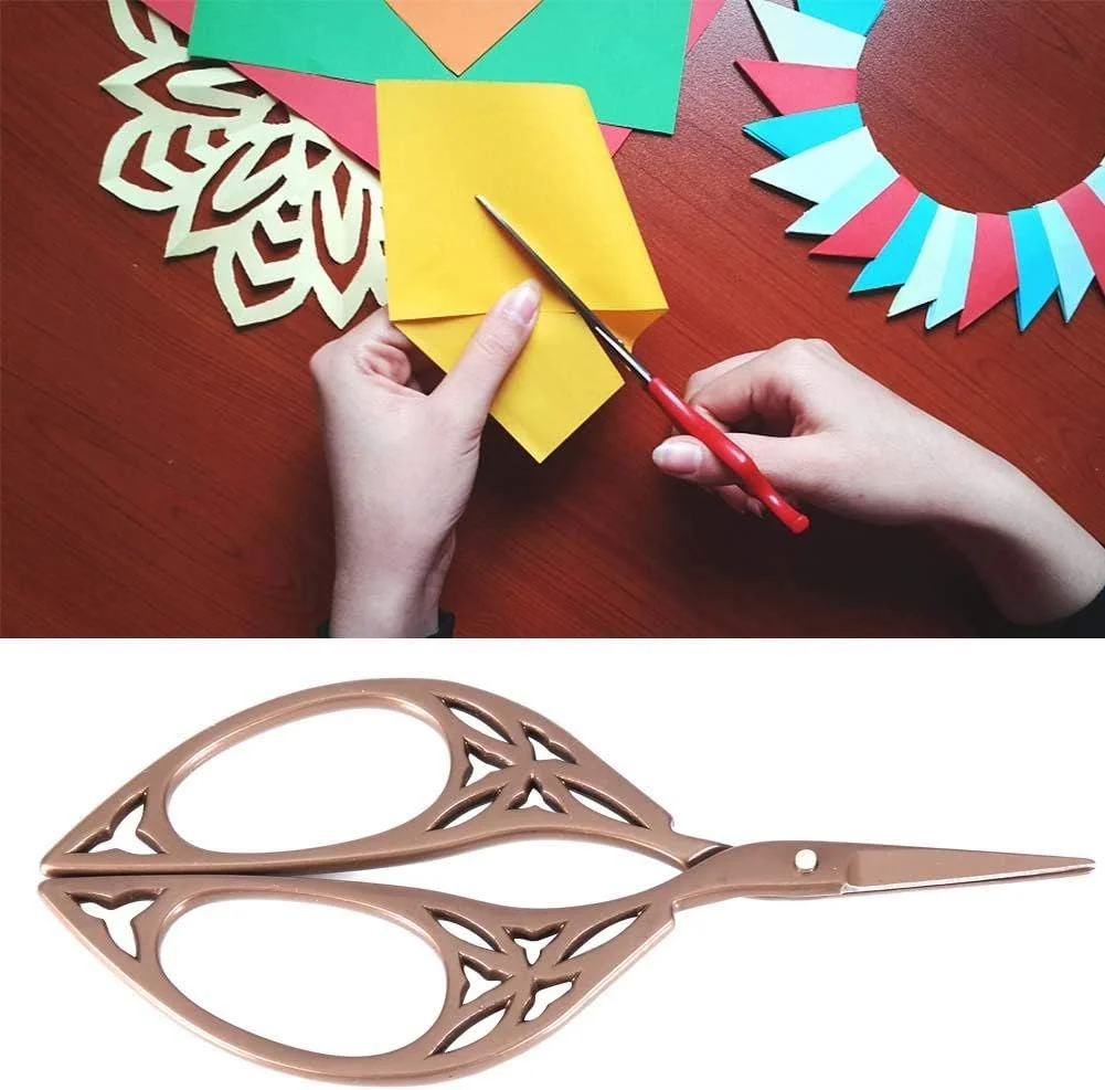 قیچی برگ طرح قدیمی، قیچی خیاطی طرح برگ نوک تیز استیل ضد زنگ، ابزار DIY صنایع دستی برای گلدوزی و کارهای هنری قیچی برگ طرح قدیمی، قیچی خیاطی طرح برگ نوک تیز استیل ضد زنگ، ابزار DIY صنایع دستی برای گلدوزی و کارهای هنری