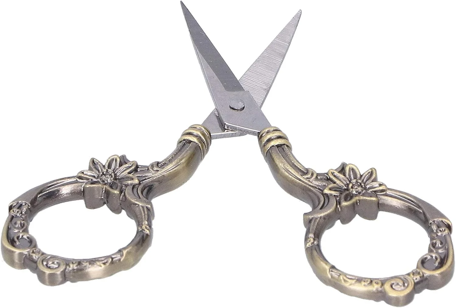 قیچی خیاطی طرح اروپایی وینتیج 3.5 اینچی، قیچی گلدوزی، قیچی کاردستی، ابزار DIY برای سوزن دوزی، خیاطی، کارهای هنری (برنزی)