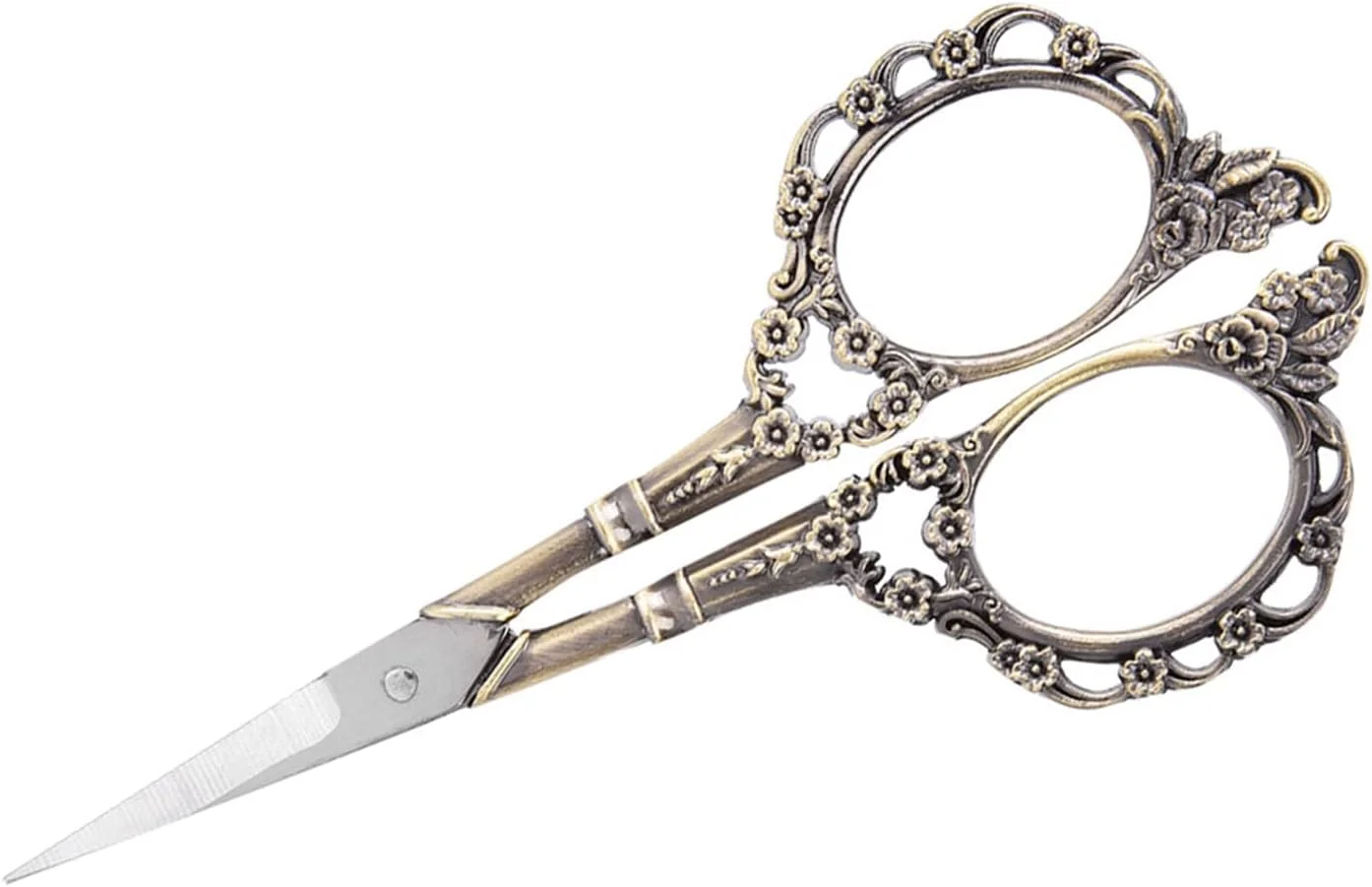 قیچی خیاطی استیل با طرح گل قدیمی برای خیاطی و صنایع دستی (برنزی)