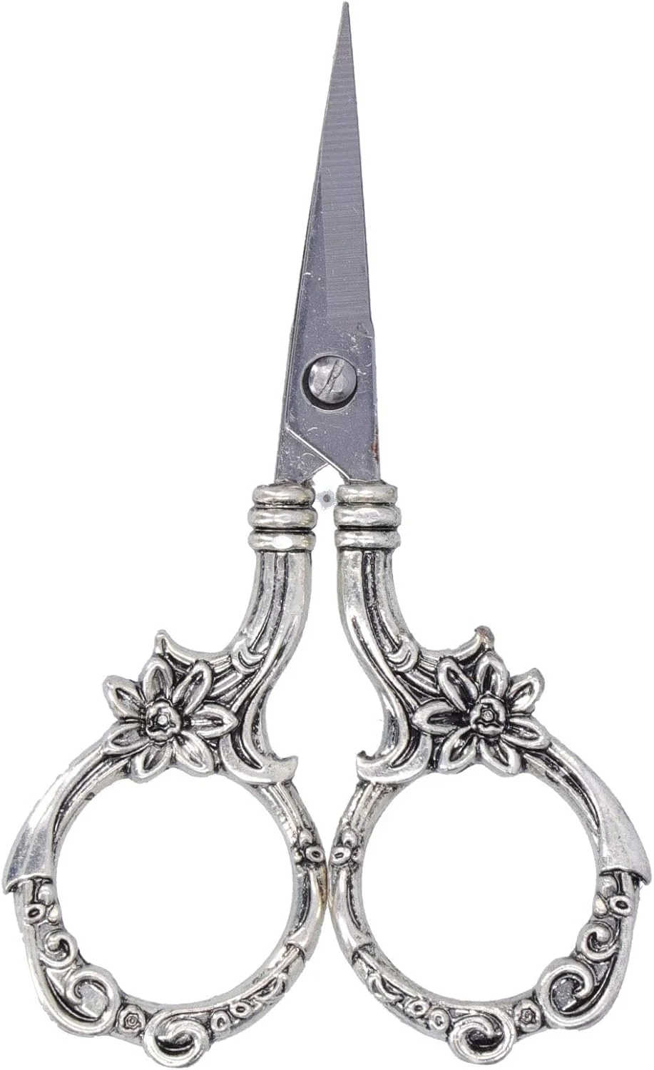 قیچی خیاطی به سبک اروپایی قدیمی 3.5 اینچی، قیچی گلدوزی، قیچی کاردستی، ابزار DIY برای سوزن دوزی، خیاطی، کارهای هنری (نقره ای)