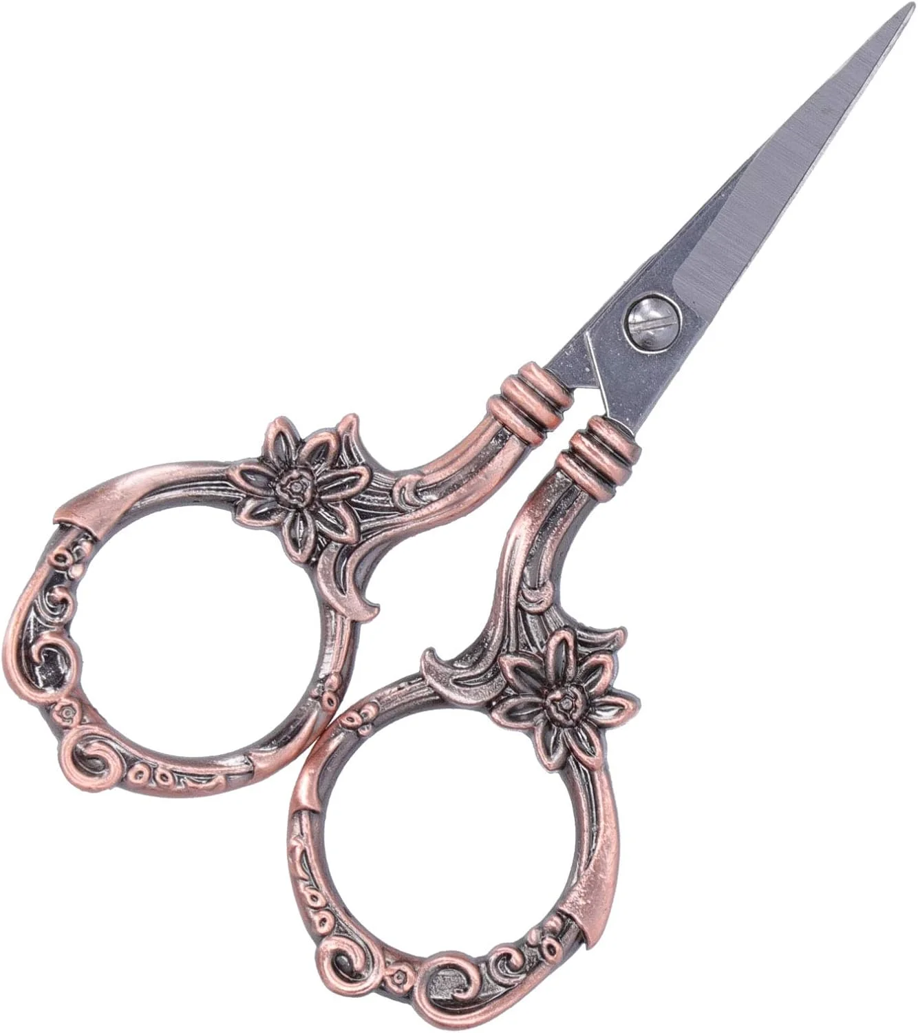 قیچی خیاطی به سبک اروپایی وینتیج 3.5 اینچی، قیچی گلدوزی، قیچی صنایع دستی، ابزار DIY برای سوزن دوزی، خیاطی، کارهای هنری (مسی)