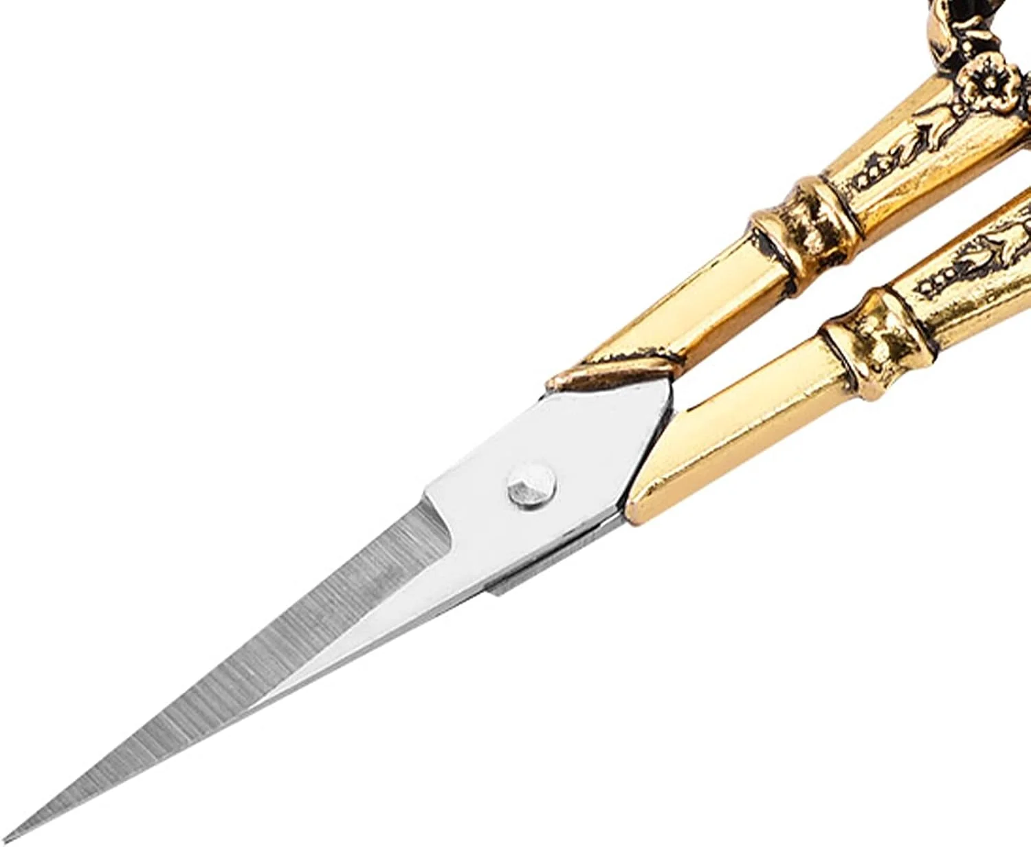 قیچی خیاطی استیل با طرح گل های قدیمی: پره/باله سخت شده، دسته راحت، همه کاره برای خیاطی/اسکرپ بوک/کاردستی (طلایی) قیچی خیاطی استیل با طرح گل های قدیمی: پره/باله سخت شده، دسته راحت، همه کاره برای خیاطی/اسکرپ بوک/کاردستی (طلایی)