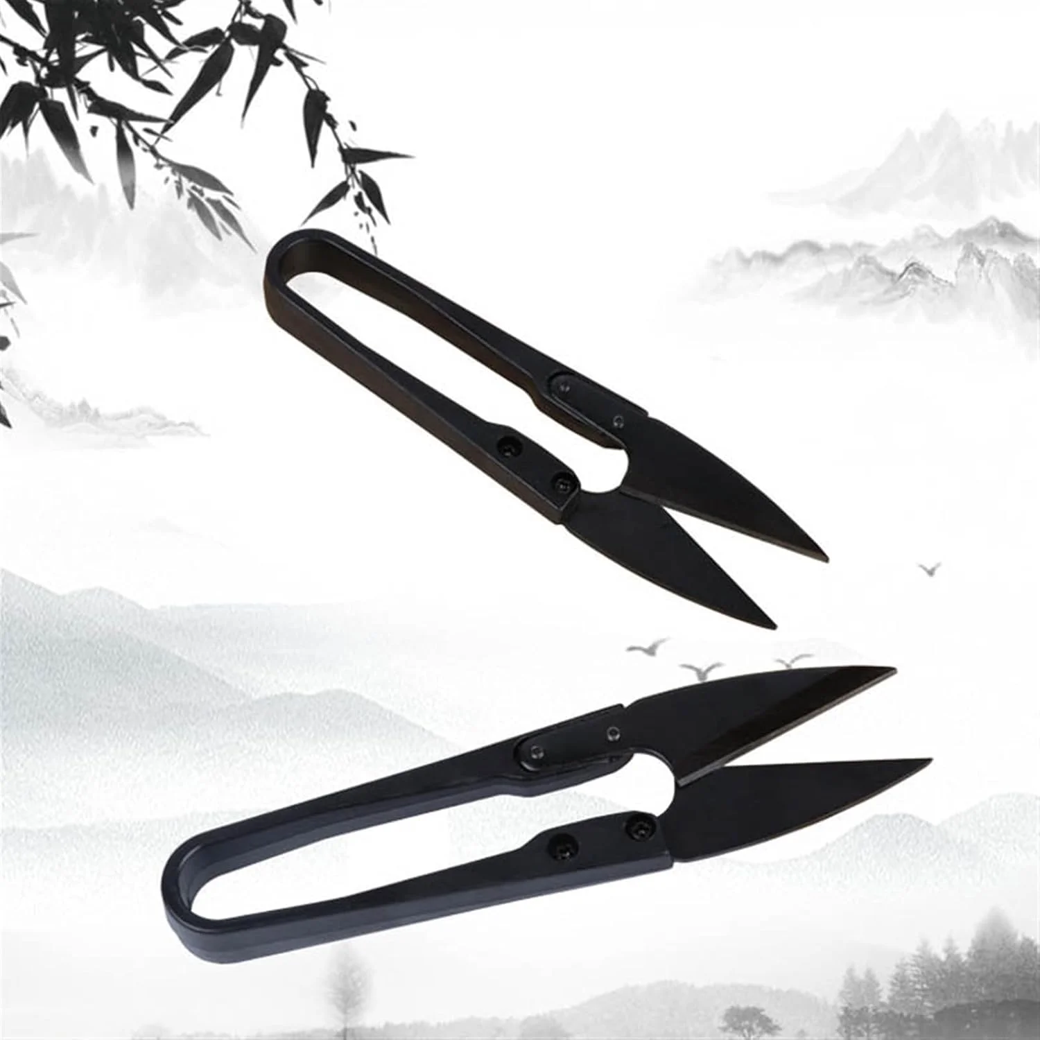 قیچی VFEDDDF لوازم خیاطی فولاد کربنی U شکل مشکی برای پیرایش قیچی های صنایع دستی گلدوزی خیاطی