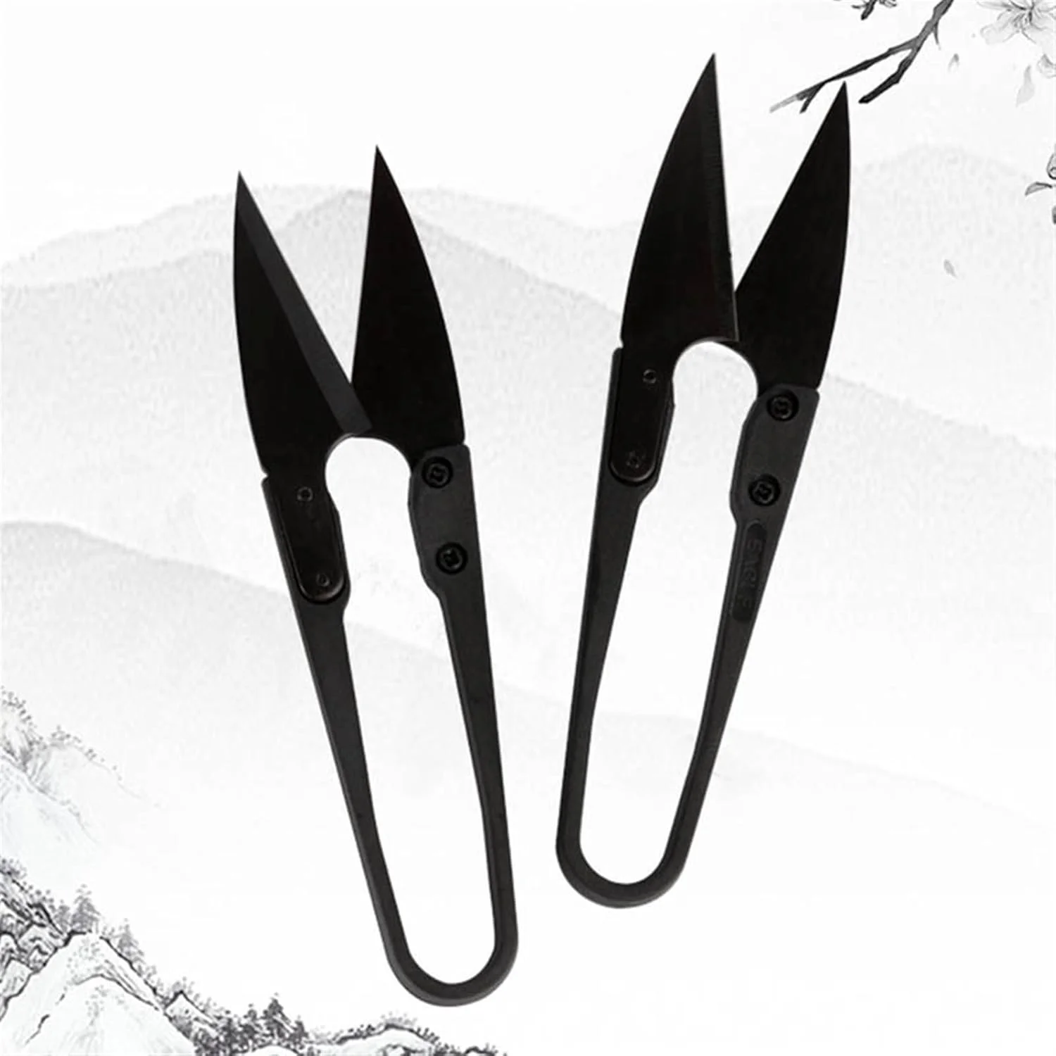 قیچی VFEDDDF لوازم خیاطی فولاد کربنی U شکل مشکی برای پیرایش قیچی های صنایع دستی گلدوزی خیاطی