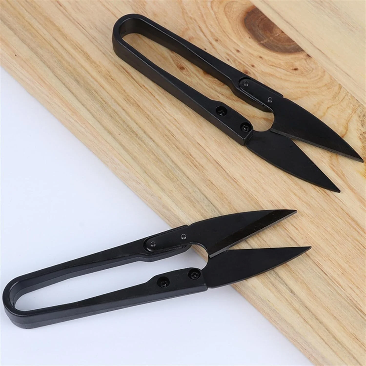 قیچی VFEDDDF لوازم خیاطی فولاد کربنی U شکل مشکی برای پیرایش قیچی های صنایع دستی گلدوزی خیاطی