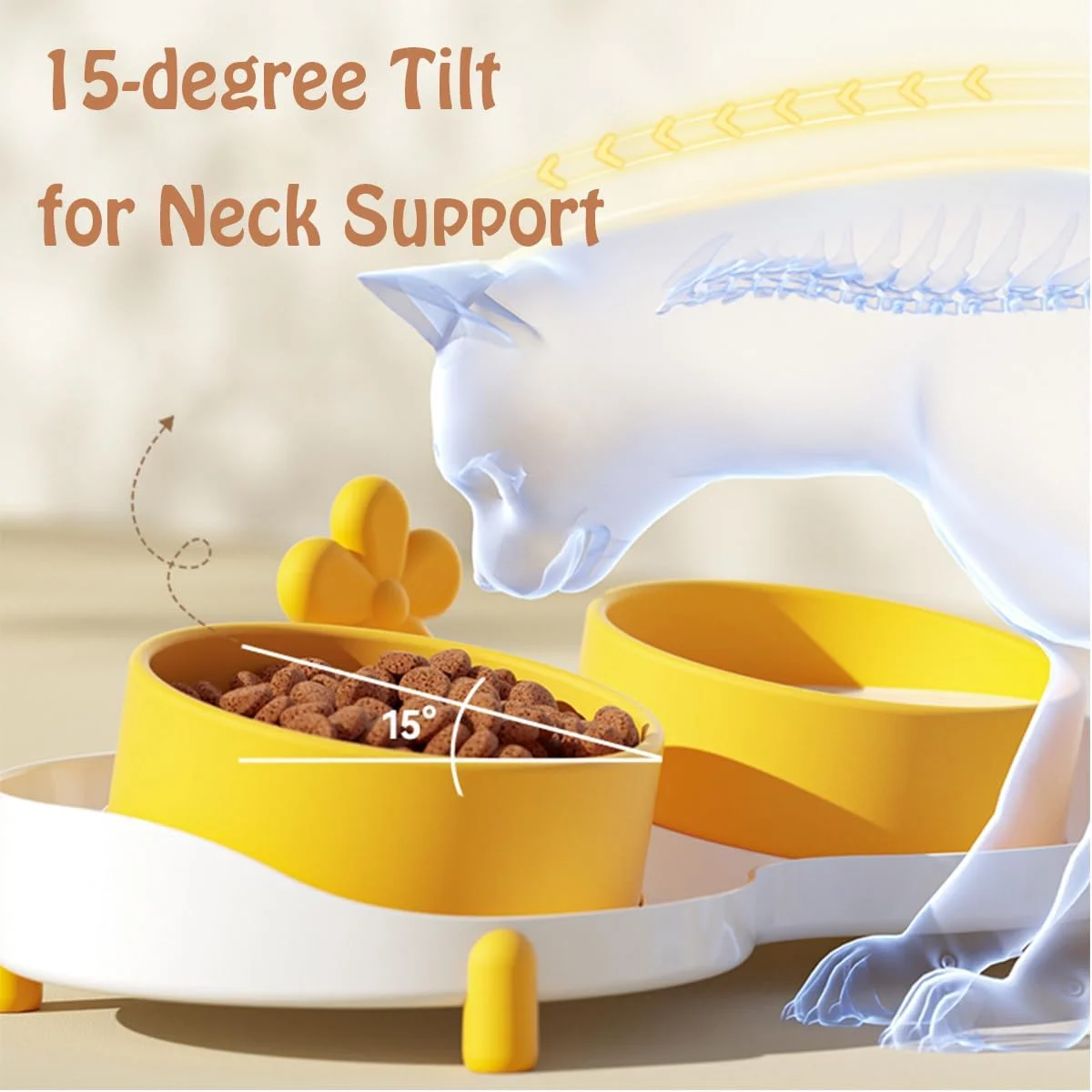 کاسه سرامیکی گربه NeoStyle برای غذا و آب، کاسه تغذیه دوتایی گربه با کاردک، ظروف تغذیه کج، کاهش خستگی سبیل ضد استفراغ کاسه بلند حیوانات خانگی ضد لغزش (کاکتوس سبز)