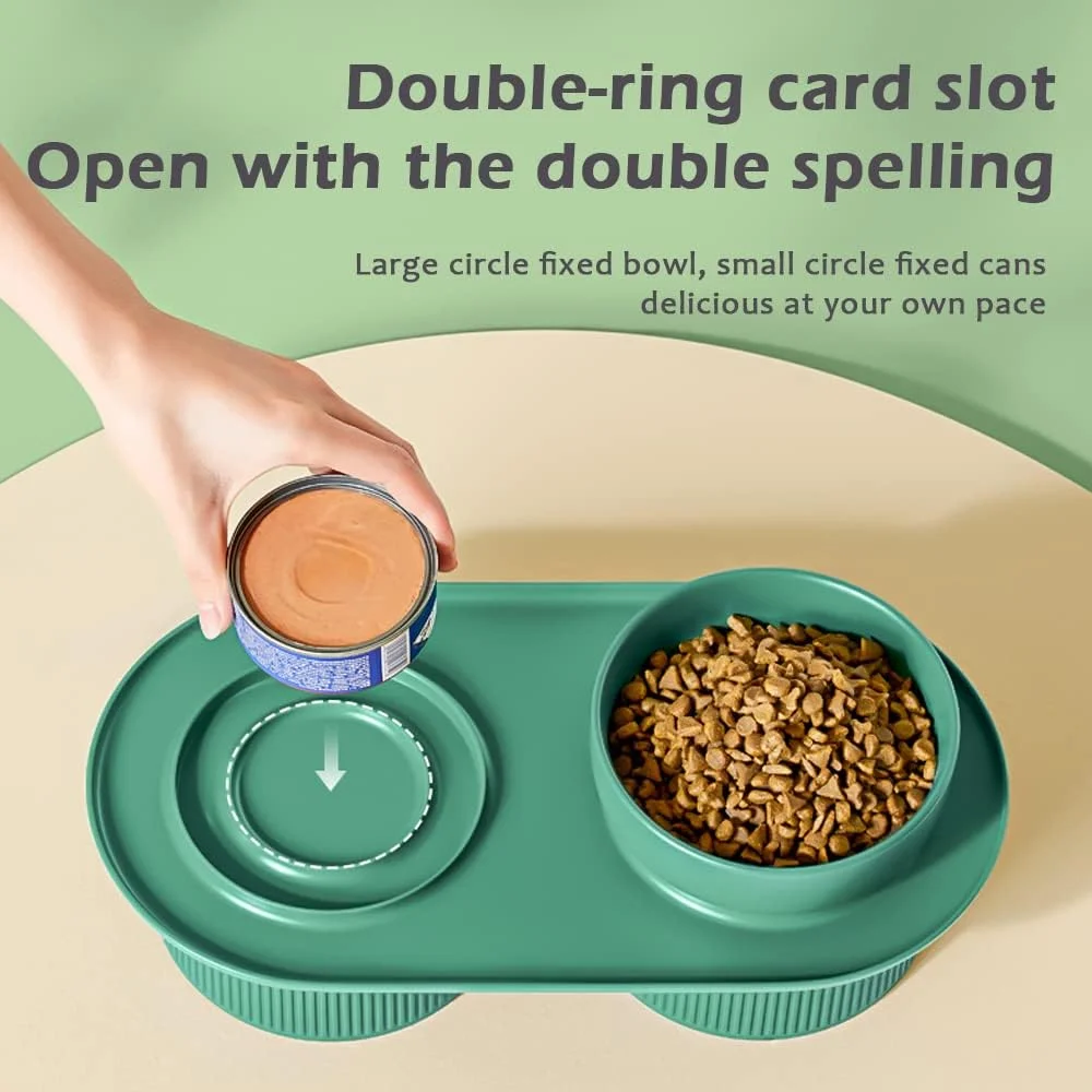 کاسه سرامیکی گربه NeoStyle، بلند برای محافظت از ستون فقرات گردنی، کاسه های حیوانات خانگی ضد ریزش، کاسه آب سرامیکی جداشدنی کاسه غذا (سفید، کاسه دوتایی)