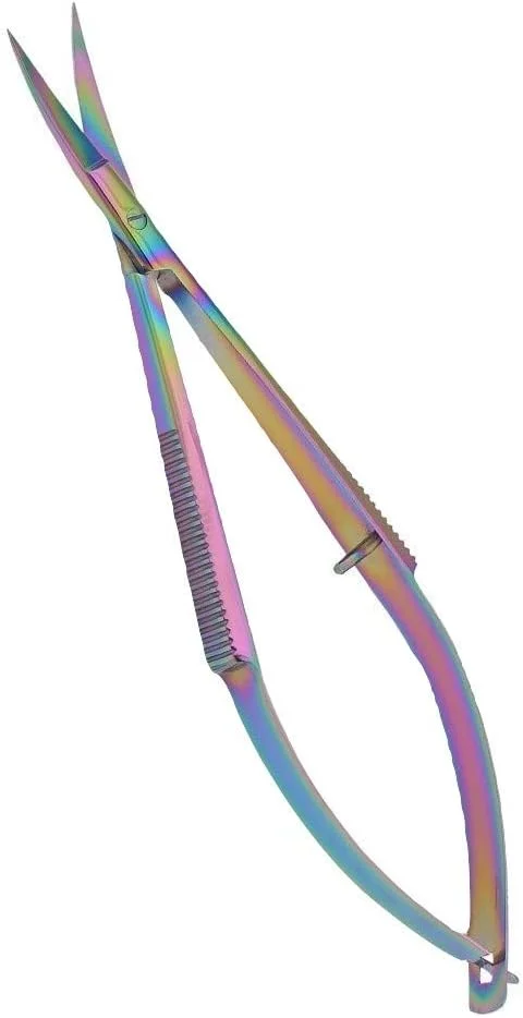 قیچی خیاطی و گلدوزی لبه منحصر به فرد - قیچی فنری تیتانیومی 4.5 اینچی - فولاد ضد زنگ آلمانی، نوک منحنی، قیچی نخ
