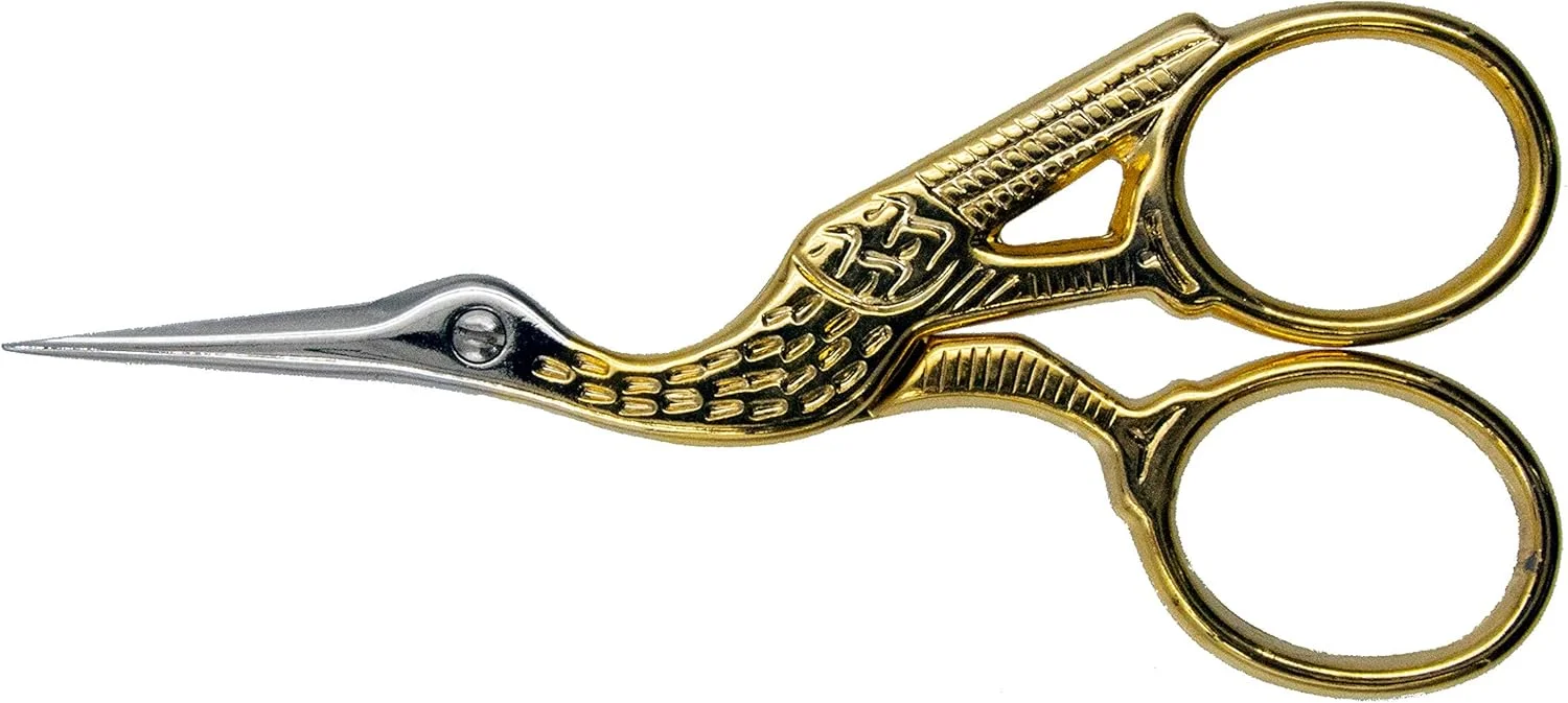 قیچی گلدوزی و خیاطی طرح لک لک التیما، روکش طلایی، فورج شده، 3.5 اینچی