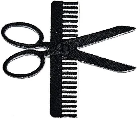 ست 3 عددی قیچی موی بچه گانه Umama، شانه، قیچی پارچه ای استیکر کارتونی مشکی، تکه دوزی های گلدوزی شده اتویی، پروژه های کاردستی سوزنی دوزی با ماشین DIY