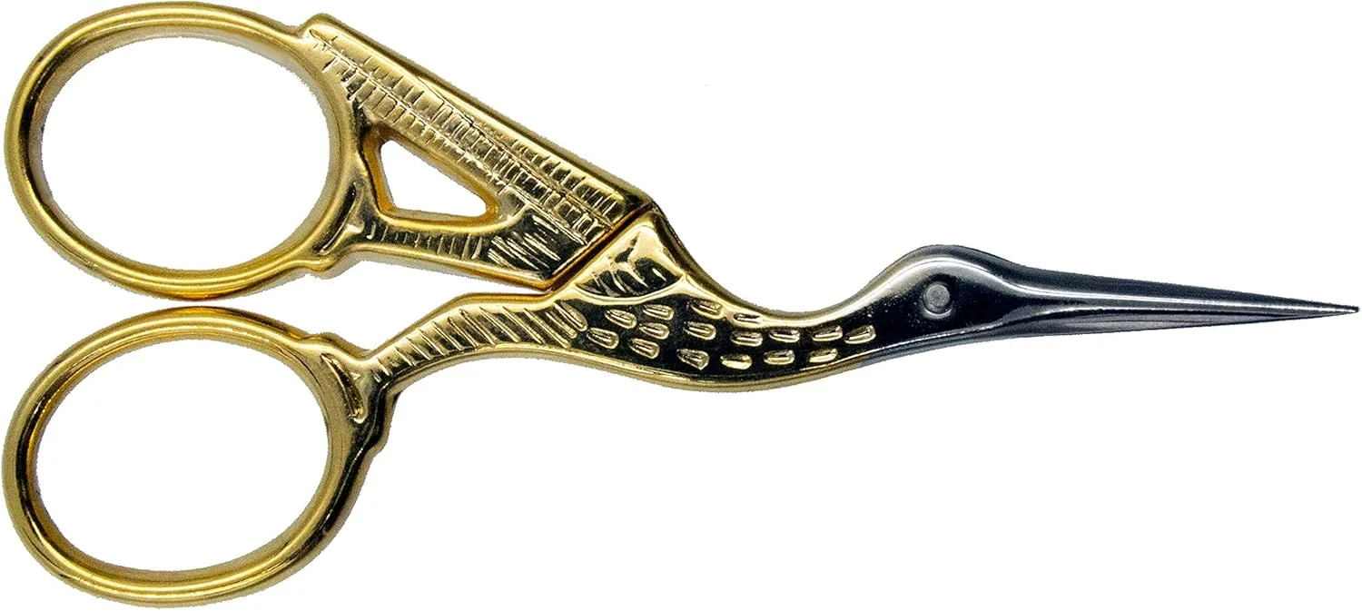 قیچی گلدوزی و خیاطی طرح لک لک التیما، روکش طلایی، فورج شده، 3.5 اینچی