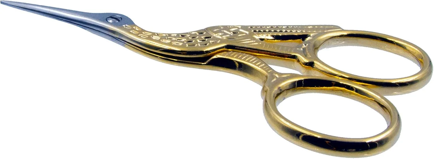 قیچی گلدوزی و خیاطی طرح لک لک التیما، روکش طلایی، فورج شده، 3.5 اینچی