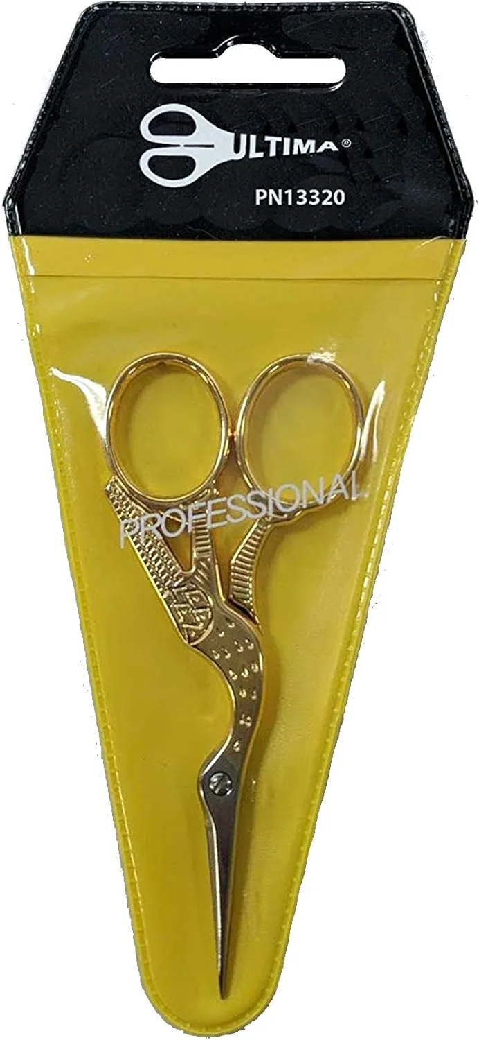 قیچی گلدوزی و خیاطی طرح لک لک التیما، روکش طلایی، فورج شده، 3.5 اینچی