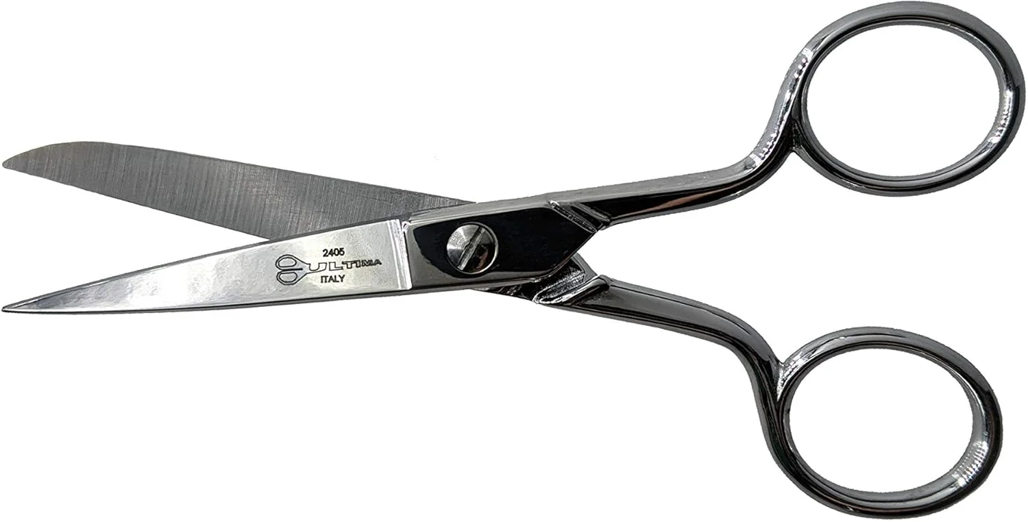 قیچی خیاطی 5 اینچی Ultima - قیچی خیاطی فولاد کربنی آهنگری شده، روکش کروم با دسته های مستقیم، ساخت ایتالیا