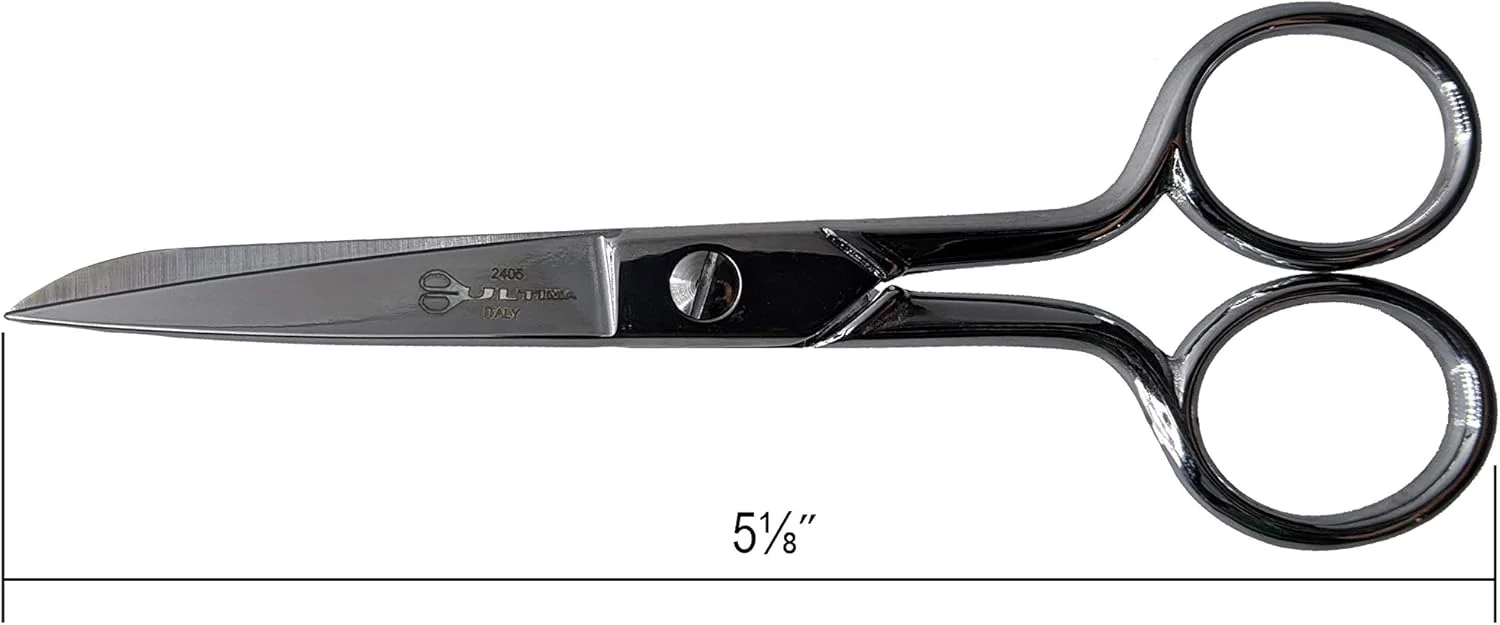 قیچی خیاطی 5 اینچی Ultima - قیچی خیاطی فولاد کربنی آهنگری شده، روکش کروم با دسته های مستقیم، ساخت ایتالیا