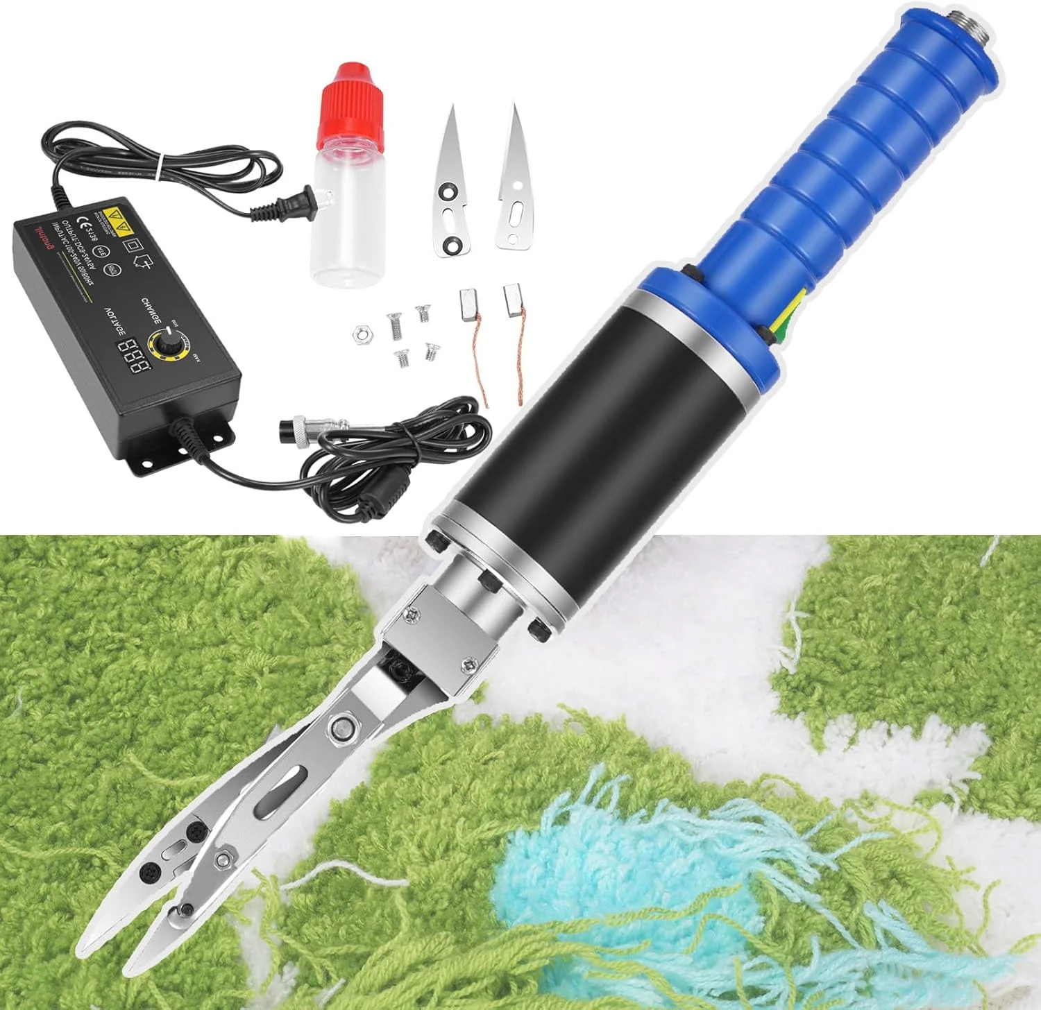 قیچی برقی توفینگ 200 وات با دو تیغه، برش مخمل/حلقه مخملی 2 در 1، قیچی پرداخت توفینگ، قیچی برقی پارچه، برای برش پارچه، مقوا، خیاطی