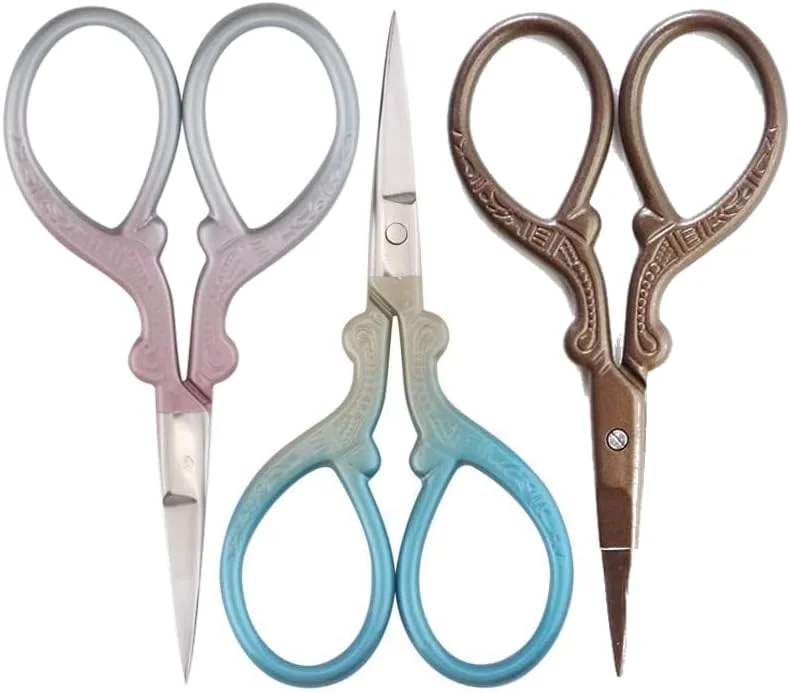 قیچی پارچه کوچک Tufexigo، 3 عددی، قیچی کاردستی، قیچی گلدوزی رنگین کمانی چند رنگ استیل ضد زنگ، قیچی خیاطی بخیه متقاطع برای گلدوزی، سوزن دوزی، کارهای هنری و استفاده روزمره