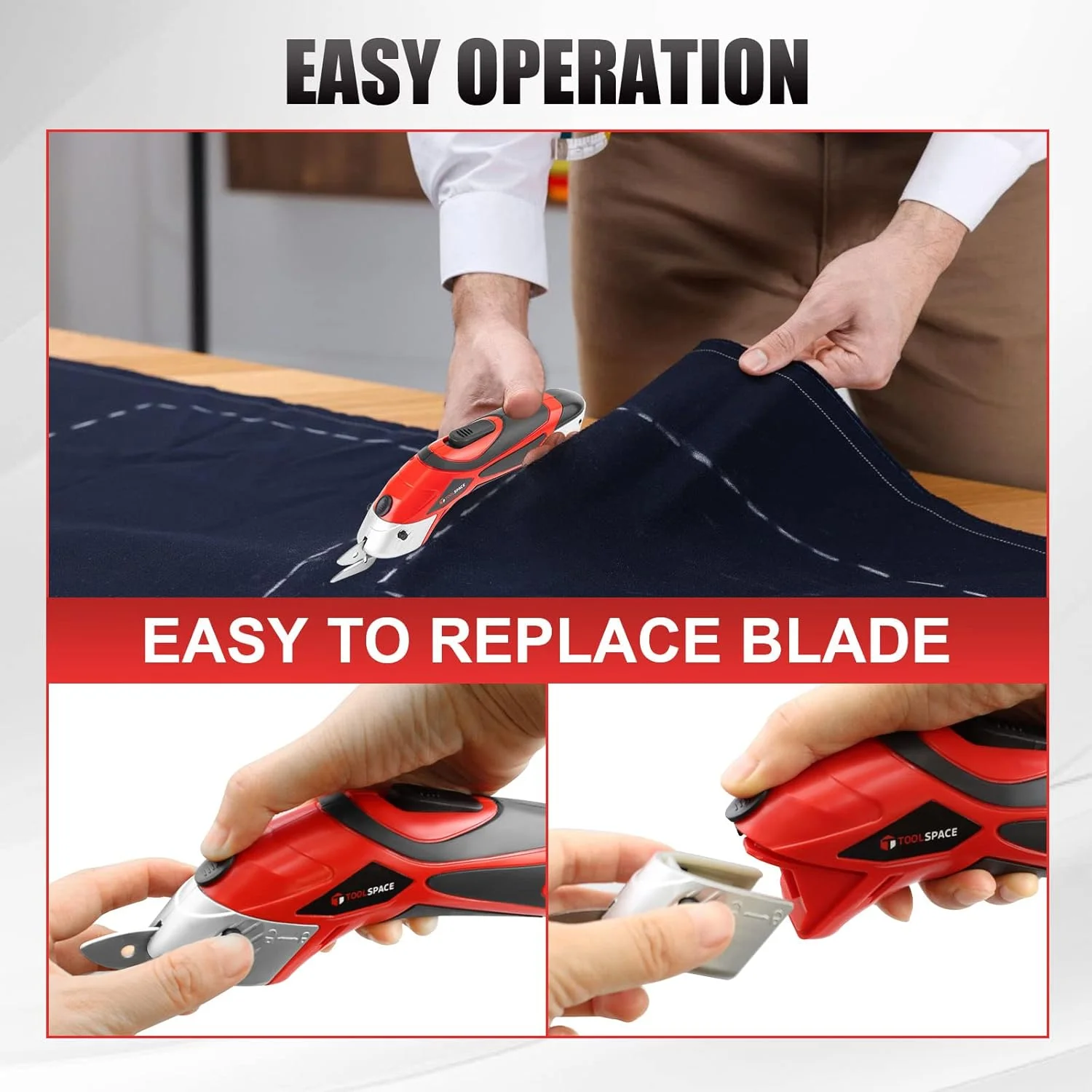 قیچی برقی شارژی 4 ولت T TOOLSPACE، قیچی برقی با 2 عدد تیغه برش برای برش پارچه، فرش و چرم قیچی برقی شارژی 4 ولت T TOOLSPACE، قیچی برقی با 2 عدد تیغه برش برای برش پارچه، فرش و چرم