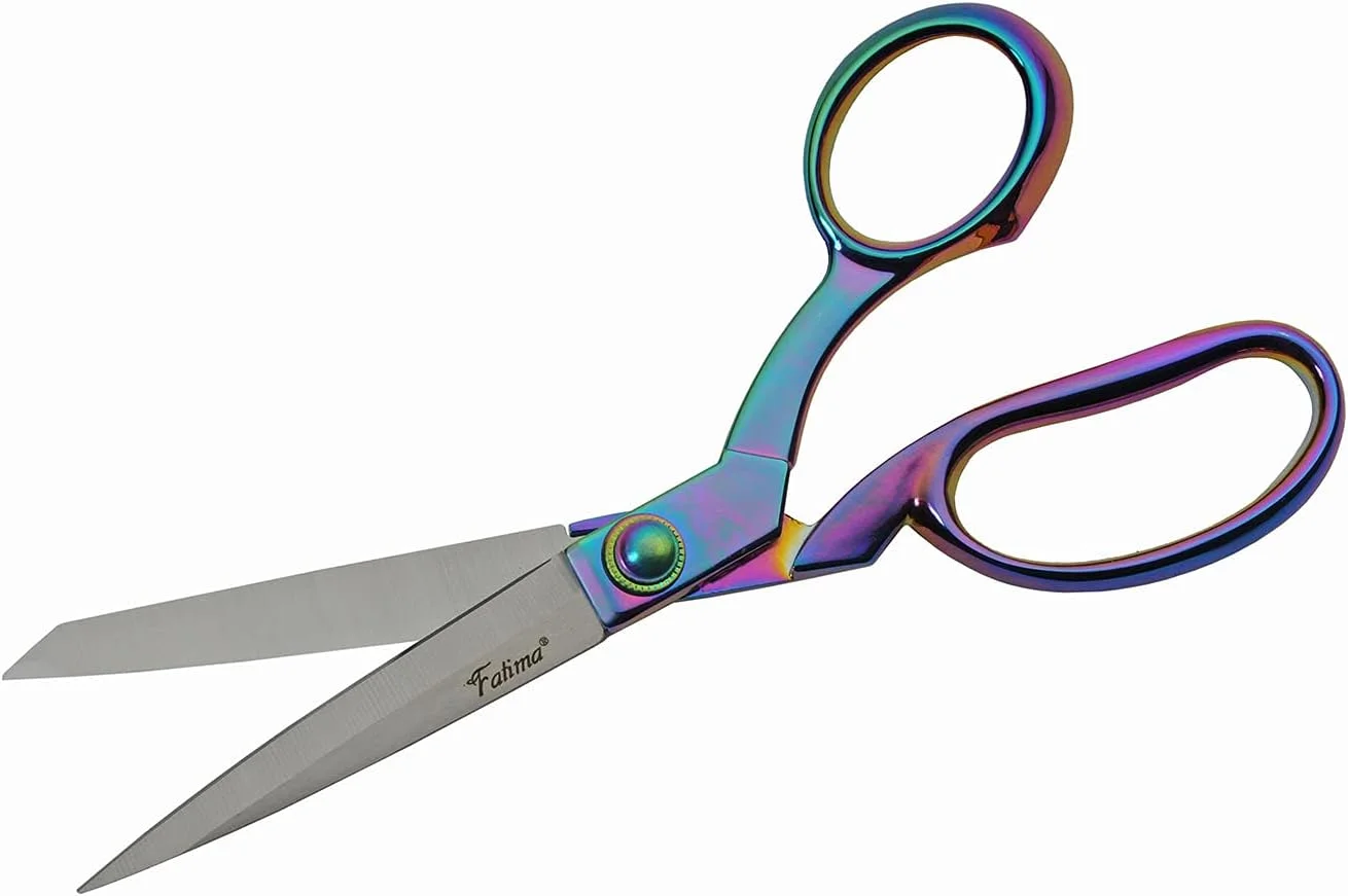قیچی خیاطی پارچه فاطیما SZCO Supplies با دسته رنگین کمانی، سایز 8.5 اینچ، سنگین و بادوام