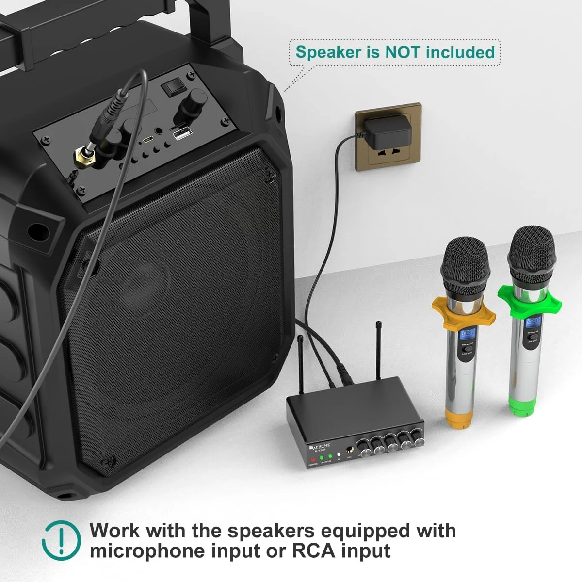 میکروفون دستی بی سیم دو کاناله UHF Fifine، سیستم میکروفون بی سیم کارائوکه با کاربری آسان - K036