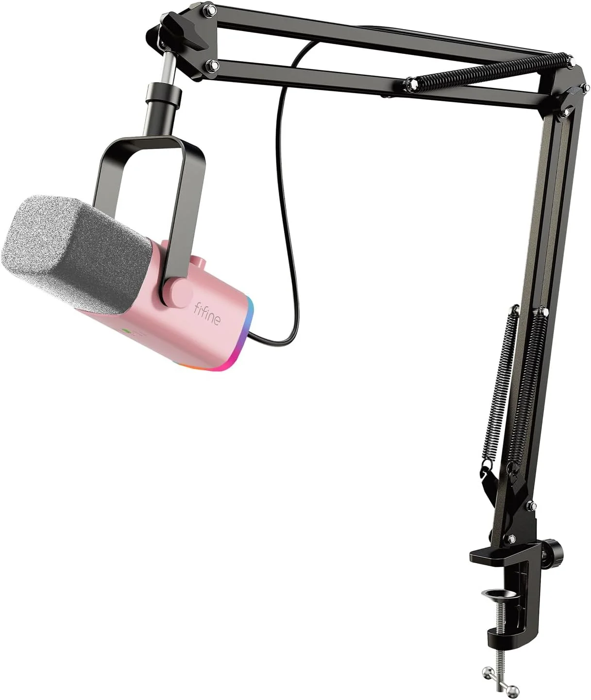 میکروفون استریمینگ XLR FIFINE با بازو برای استودیوی پادکست، میکروفون دینامیک USB گیمینگ PC با دکمه قطع صدا، برای کارت صداهای میکسر PS4/5 Mac - رز