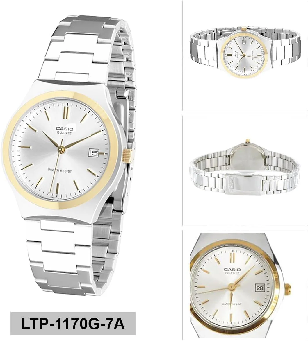 ساعت مچی عقربه ای زنانه کاسیو مدل LTP-1170G-7A با بند استیل نقره ای و نمایشگر تاریخ ساعت مچی عقربه ای زنانه کاسیو مدل LTP-1170G-7A با بند استیل نقره ای و نمایشگر تاریخ
