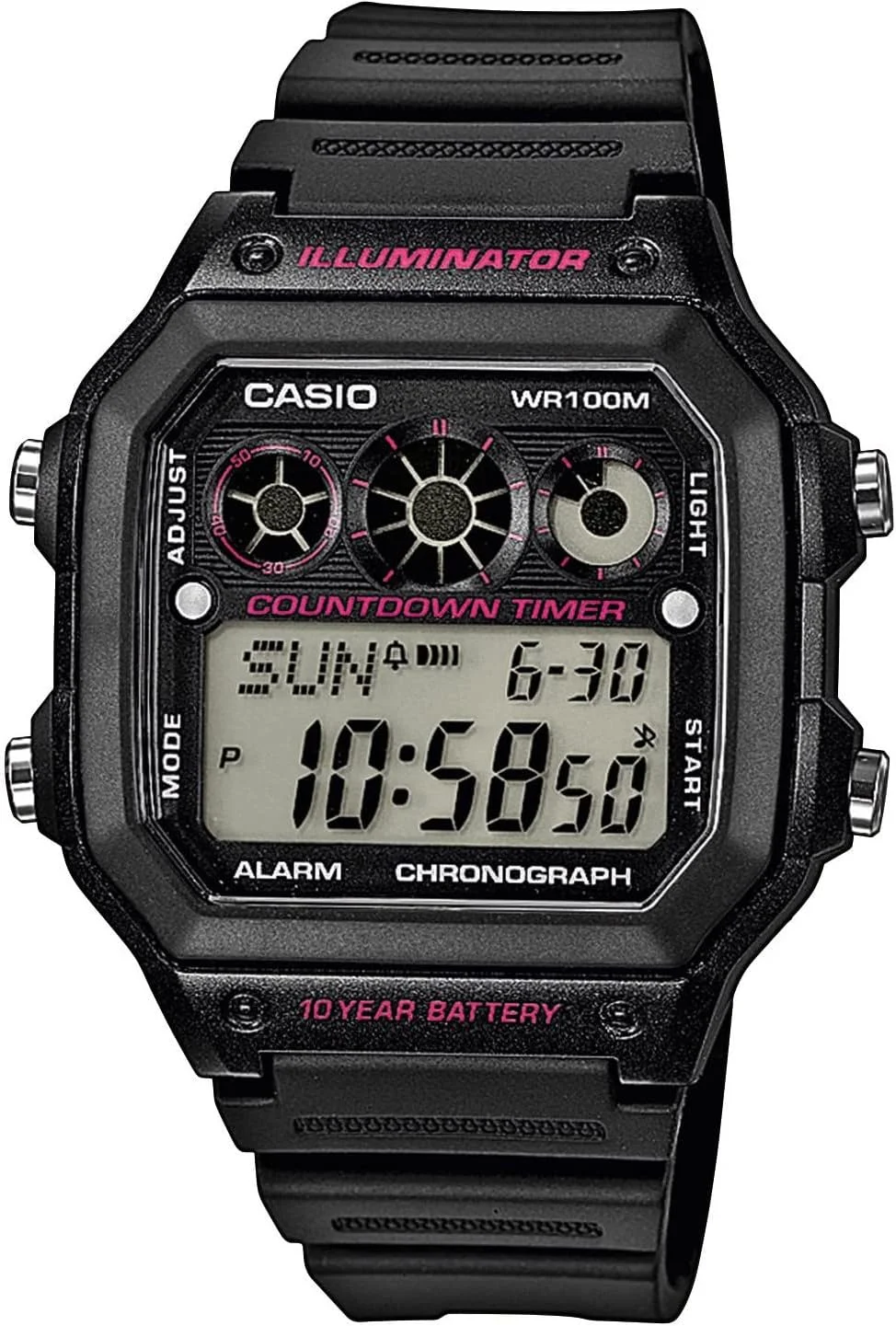 ساعت مچی مردانه کاسیو کوارتز، نمایشگر دیجیتال و بند رزینی مدل AE-1300WH-1A2VEF