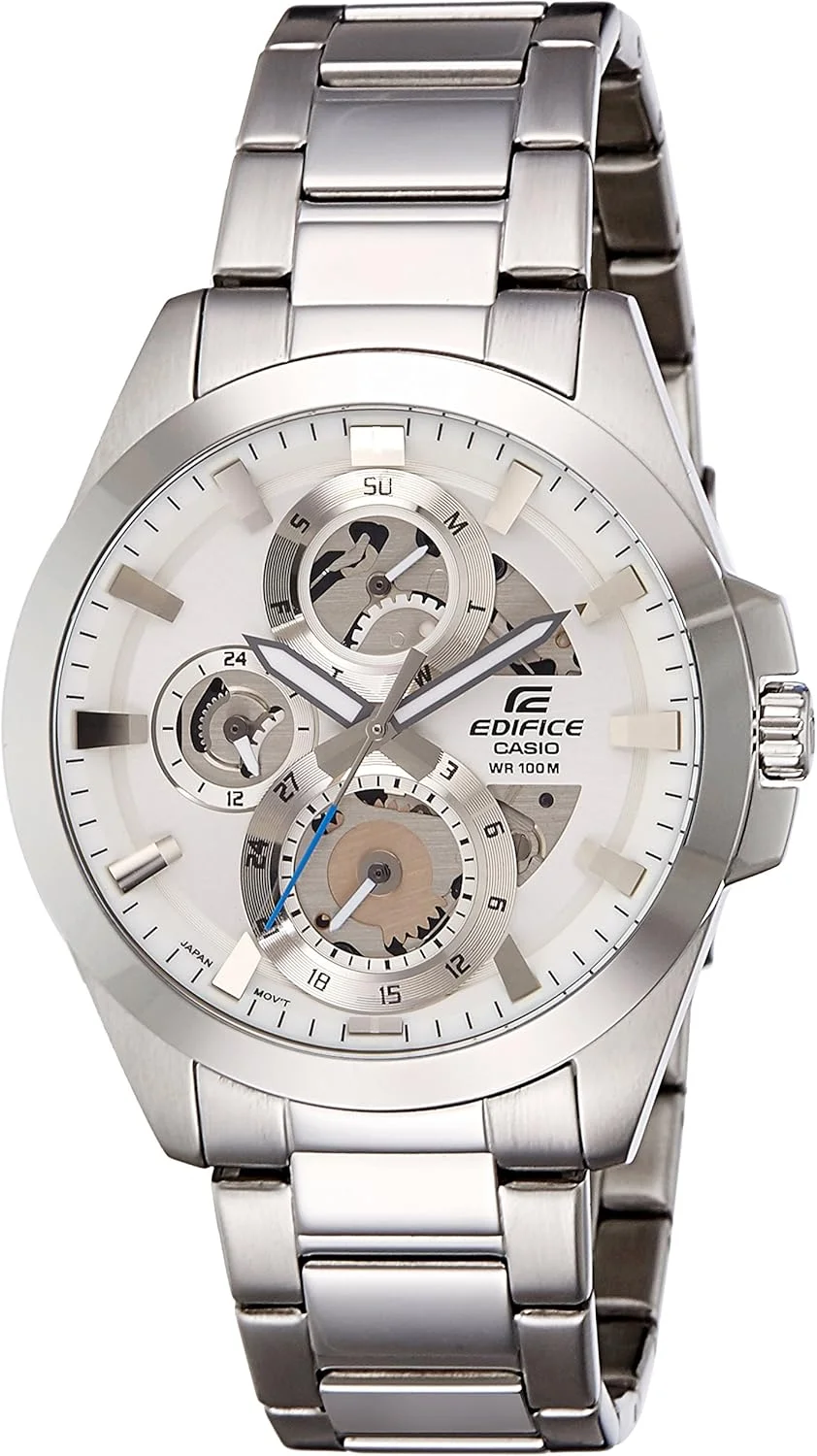 ساعت مچی مردانه کاسیو ادیفایس صفحه نقره ای بند استیل - ESK-300D-7A