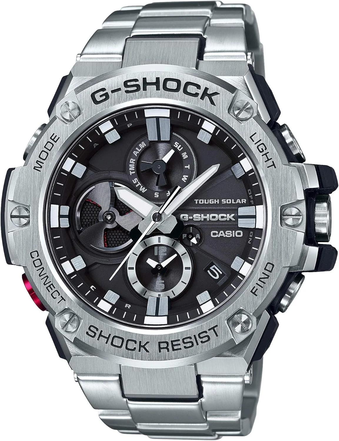 ساعت مچی مردانه کاسیو مدل 'G-Shock' کوارتز رزین و استیل ضد زنگ، رنگ: نقره‌ای (مدل: GST-B100D-1ACR)